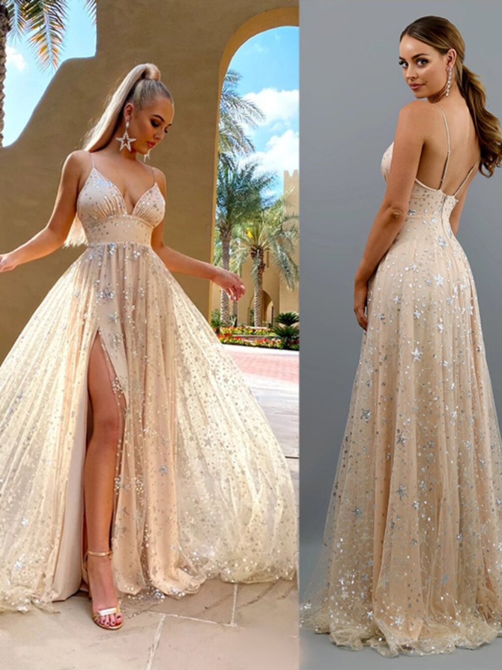 Apricot Backless Evening Dress XL – Elegant Party & Cocktail Dress